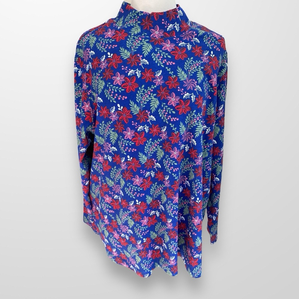 Blair Women's Size 3X Mock Turtleneck Shirt Top Long‎ Sleeve Holiday Casual - Picture 6 of 8